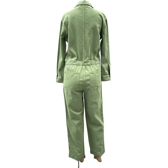 Treasure & Bond Utility Herringbone Long Sleeve Jumpsuit Olive Acorn Women S‎ - Picture 3 of 16
